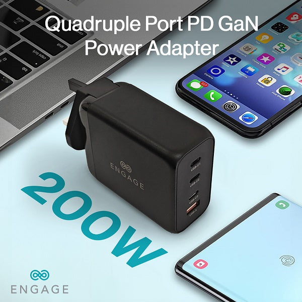 إشراك 200W PD Gan Travel Charger Black