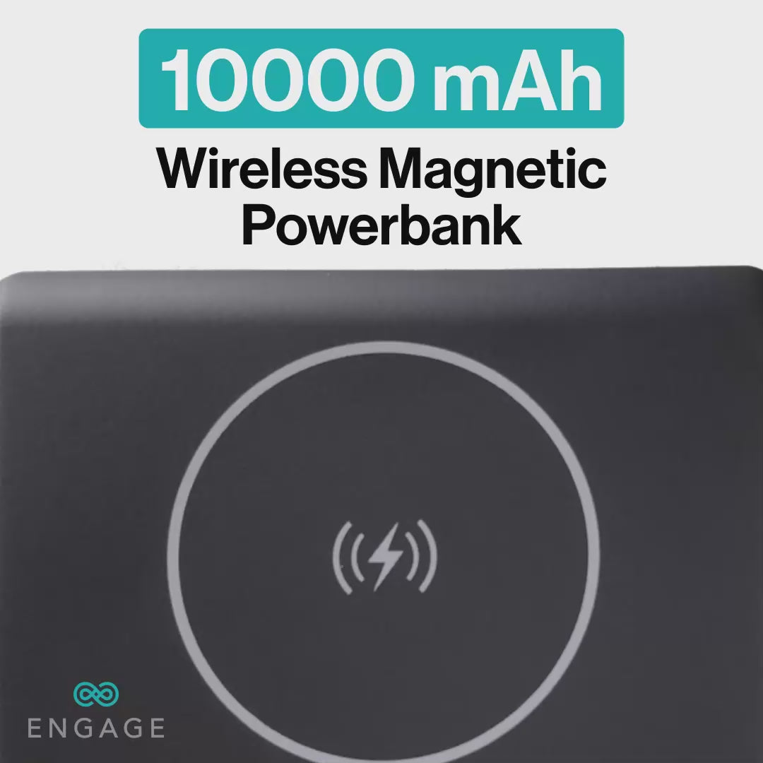 Engage Compact Wireles Magnetic PB 10000 Mah W/USB-C Cable & Led Display PD 45W