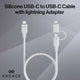 Engage Super Soft Silicone USB-C To USB-C Cable With Lightning Adapter (White)