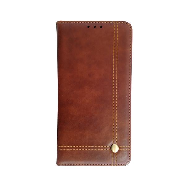 إشراك iPhone 11 Promax Leather Book Case Brown