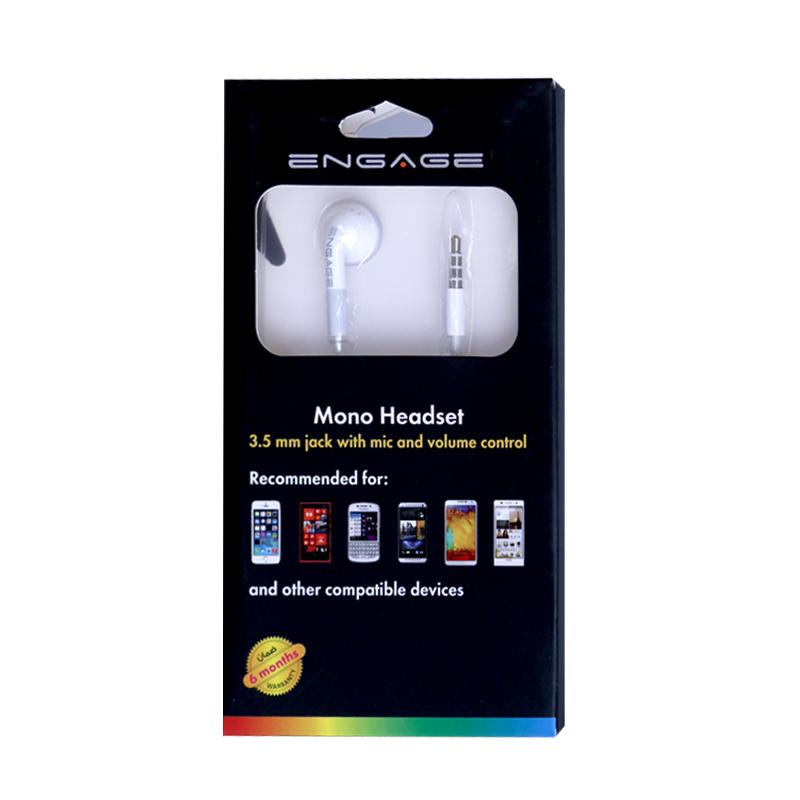 Engage Wired Mono Headset/Earphone 3.5Mm With Mic & Volume Control - White