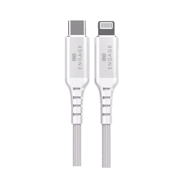 Engage PD 18W Fast Charging MFI certified Type-C to Lightning Cable 2 meters - White